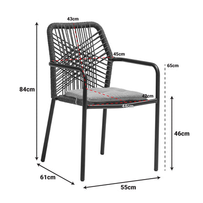 Armchair Kherson aluminum rope anthracite-gray cushion
