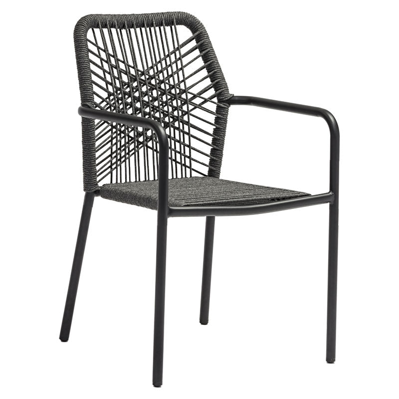 Armchair Kherson aluminum rope anthracite-gray cushion
