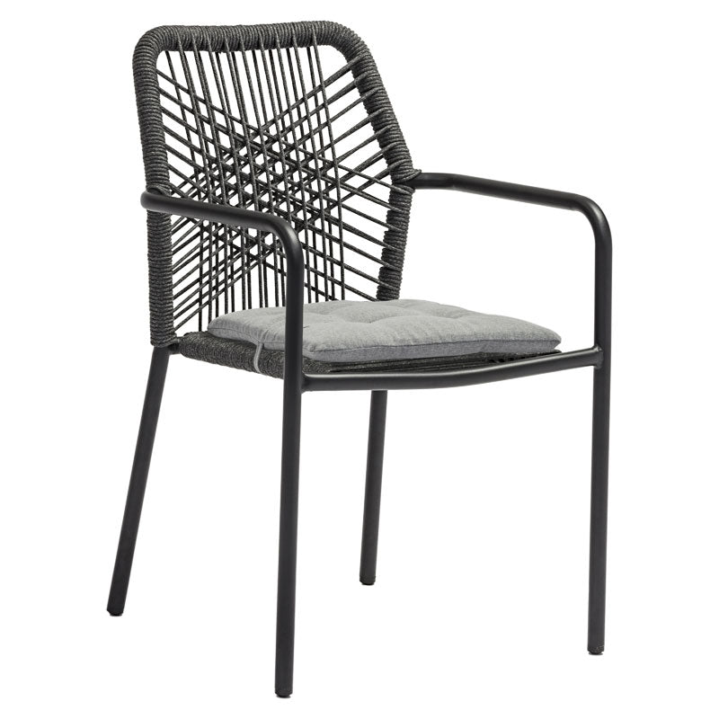 Armchair Kherson aluminum rope anthracite-gray cushion