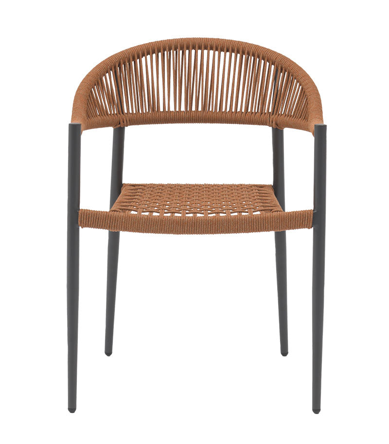 Armchair Freiburg pakoworld aluminum black-rope natural-brick red