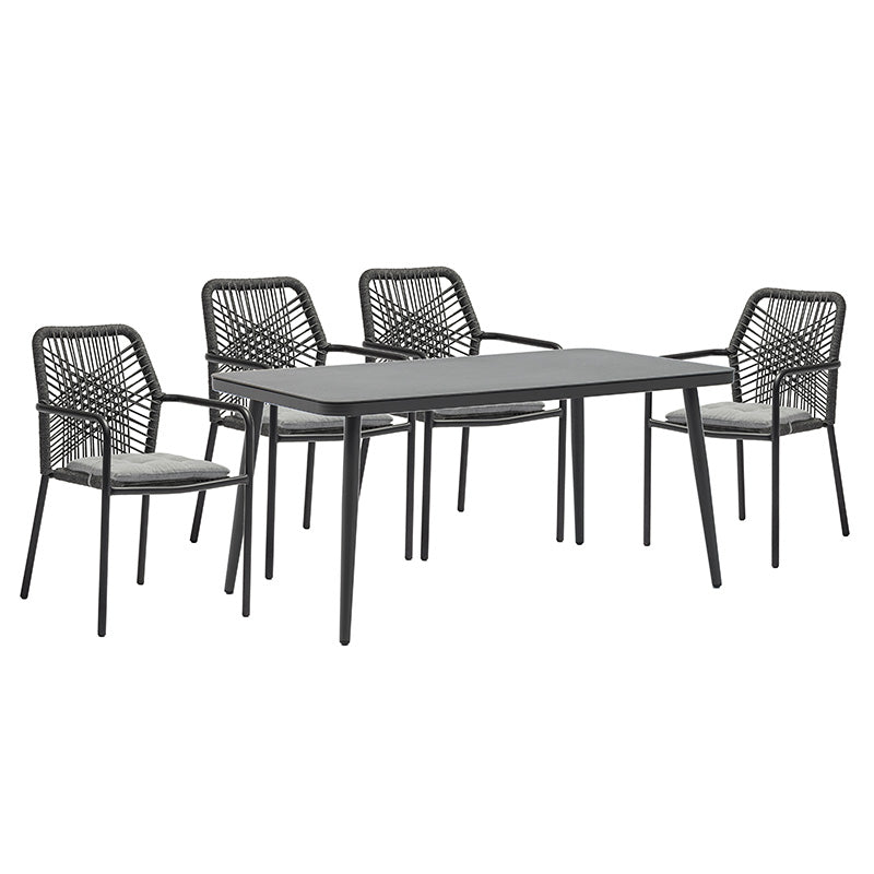 Dining Set 5pcs Ecco-Kherson pakoworld aluminium anthracite-textilene grey 160x90x75cm