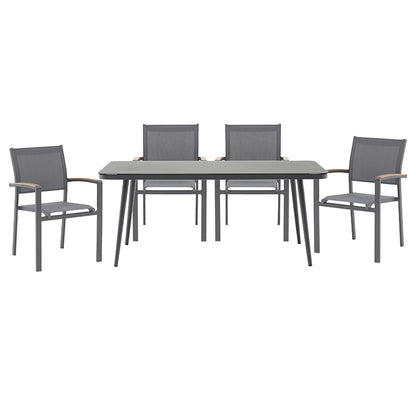 Dining Set 5pcs Ecco-Pori pakoworld aluminium anthracite-textilene grey 160x90x75cm