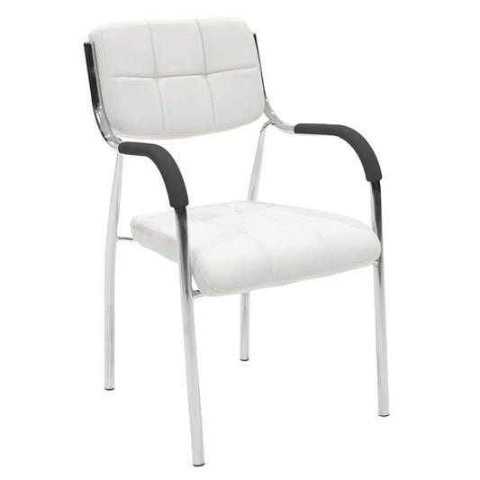 Visitor chair Florida pakoworld PU white-chrome leg