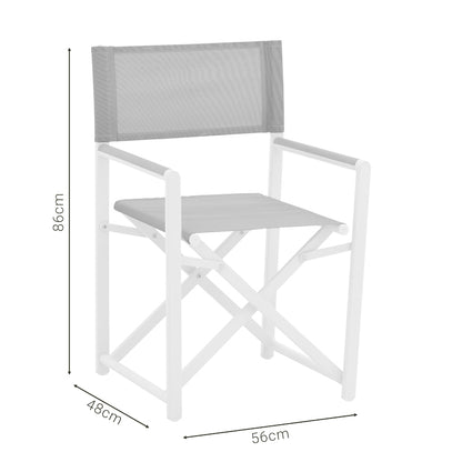 Director's chair Mabu pakoworld white aluminum 56x48x86cm