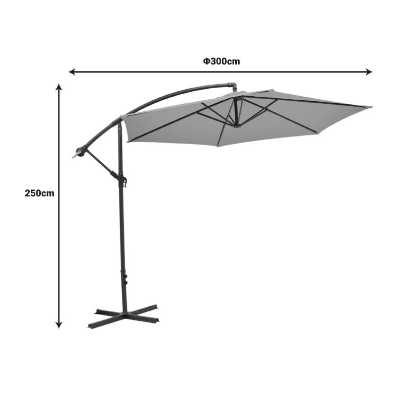 Professional umbrella with base Jiopel pakoworld single piece aluminium-fabric beige-grey D3m