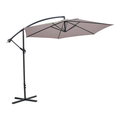 Professional umbrella with base Jiopel pakoworld single piece aluminium-fabric beige-grey D3m