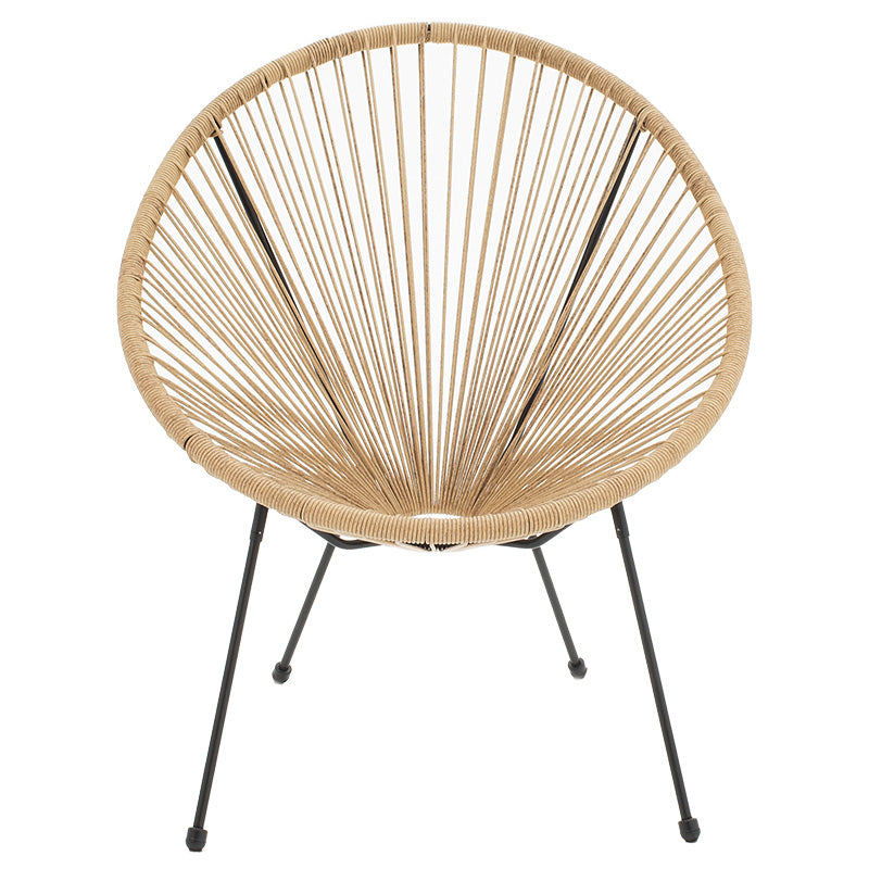 Acapulco armchair pakoworld metal in black-pe rattan in natural shade 68.5x74.5x84cm
