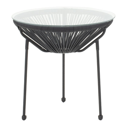 Acapulco table metal-pe rattan in black shade D50x52cm