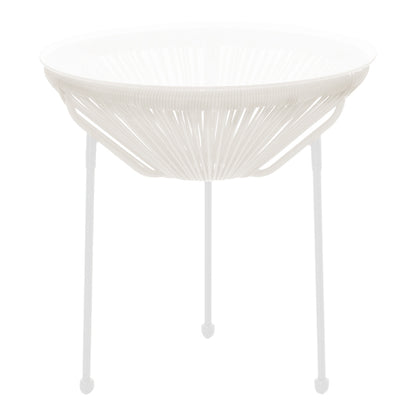 Acapulco table metal-pe rattan in white shade D50x52cm