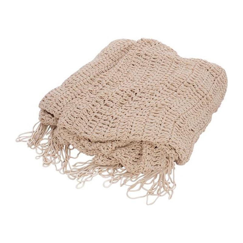 Shelto macrame poly-cotton shade net in beige shade 200x200x27cm