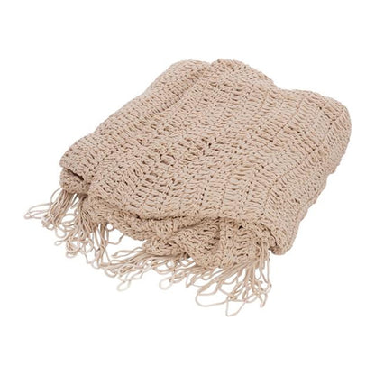 Shelto pakoworld macrame poly-cotton shade net in beige shade 200x200x27cm