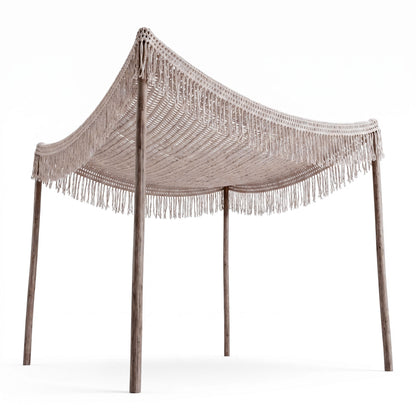 Shelto pakoworld macrame poly-cotton shade net in beige shade 200x200x27cm