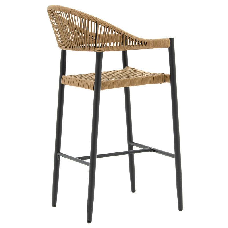 Bar stool Kerr pakoworld pe rattan natural-leg black aluminum