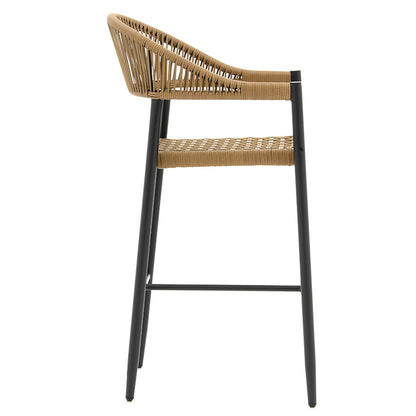 Bar stool Kerr pakoworld pe rattan natural-leg black aluminum