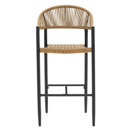 Bar stool Kerr pakoworld pe rattan natural-leg black aluminum