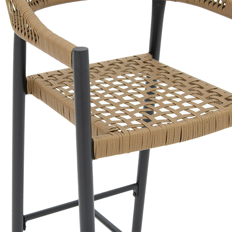 Bar stool Kerr pakoworld pe rattan natural-leg black aluminum