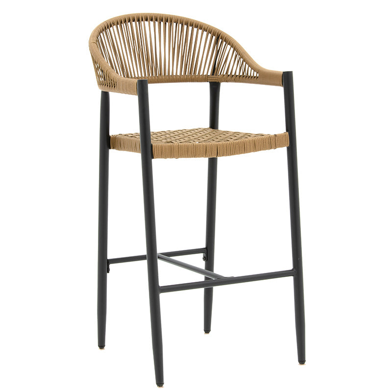 Bar stool Kerr pakoworld pe rattan natural-leg black aluminum