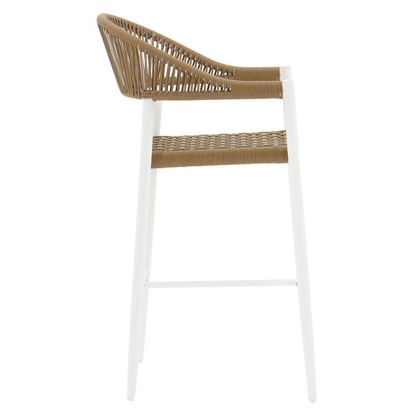 Bar stool Kerr pakoworld pe rattan natural-leg white aluminum