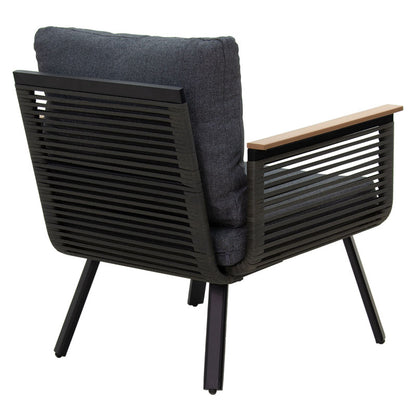 Lipari lounge set 4pc aluminum black-pe rattan fabric anthracite-plywood natural