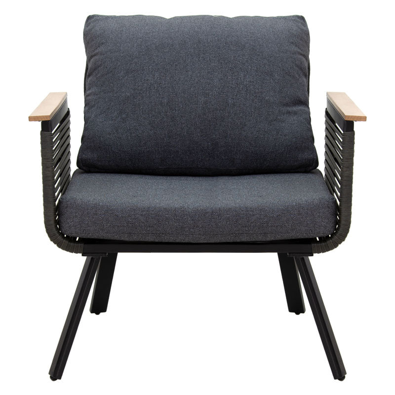 Lipari lounge set 4pc aluminum black-pe rattan fabric anthracite-plywood natural