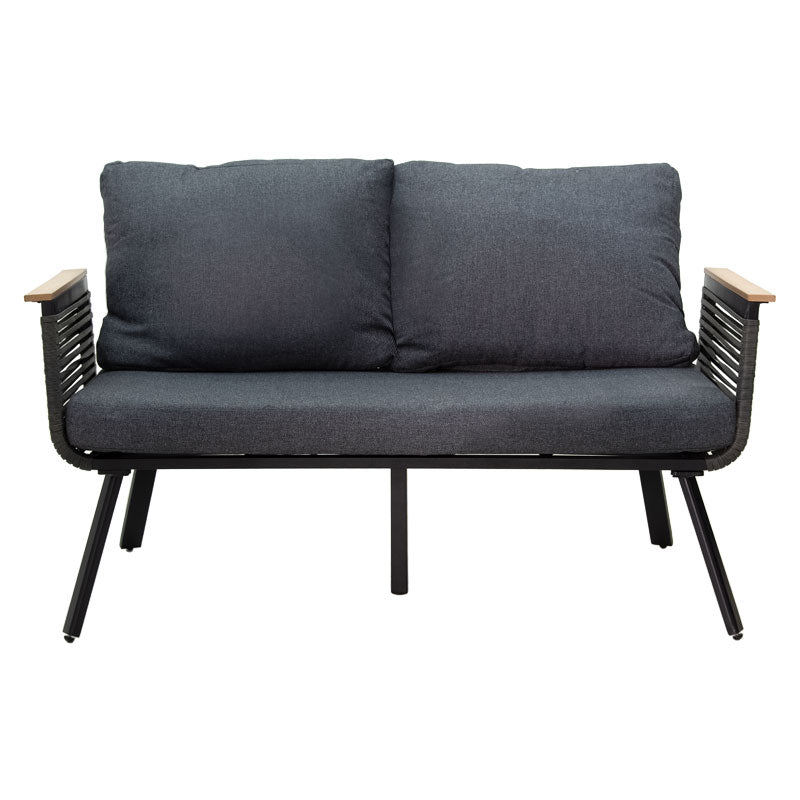 Lipari lounge set 4pc aluminum black-pe rattan fabric anthracite-plywood natural