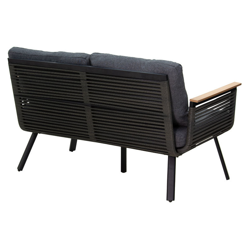 Lipari lounge set 4pc aluminum black-pe rattan fabric anthracite-plywood natural