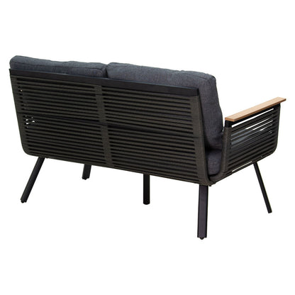 Lipari lounge set 4pc aluminum black-pe rattan fabric anthracite-plywood natural