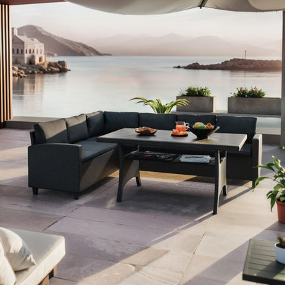 Merano lounge metal-pe rattan-plywood black