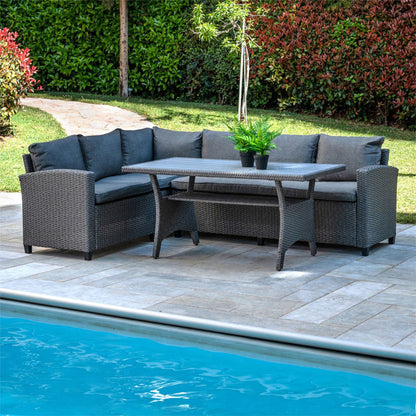 Merano lounge metal-pe rattan-plywood black