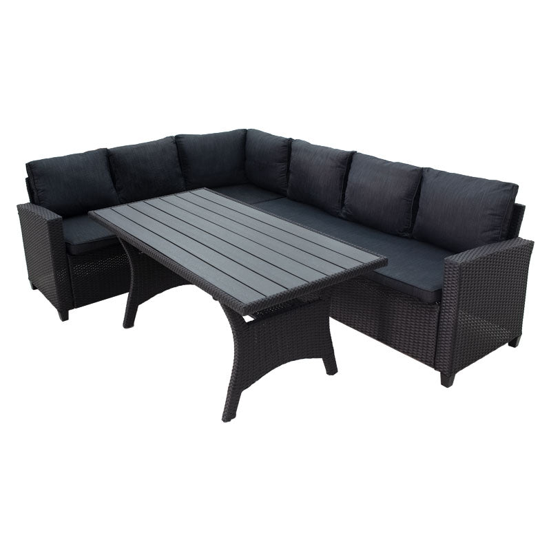 Merano lounge metal-pe rattan-plywood black