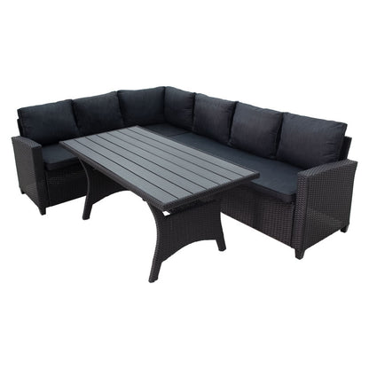 Merano lounge metal-pe rattan-plywood black