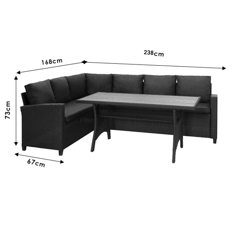 Merano lounge metal-pe rattan-plywood black