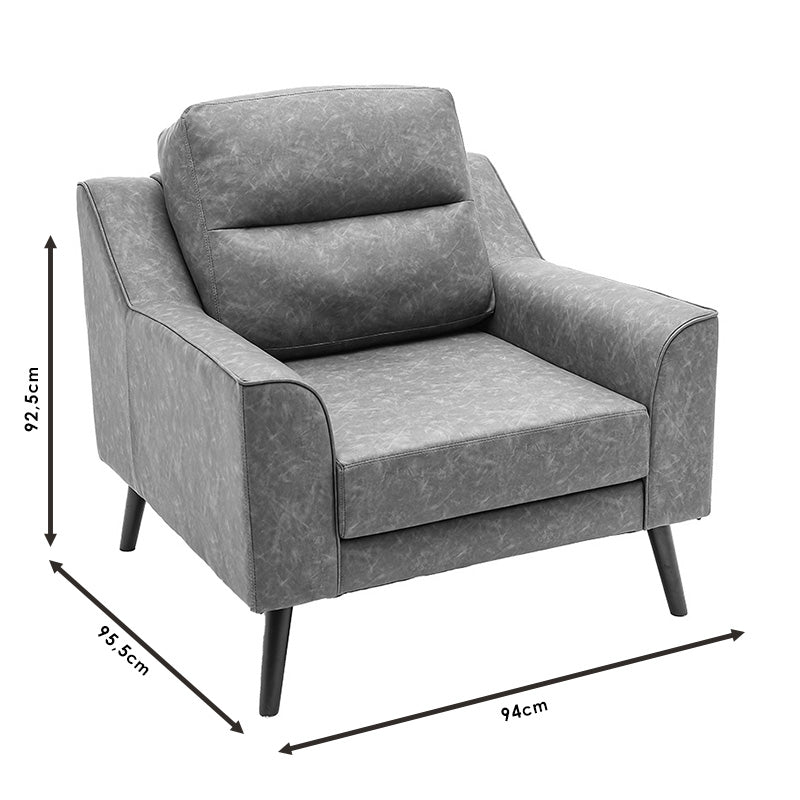 Armchair Lonnie pakoworld PU grey antique 94x95.5x92.5cm