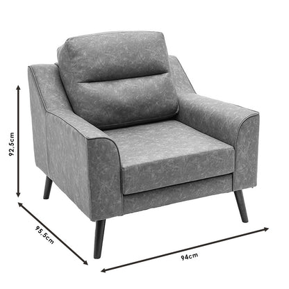 Armchair Lonnie pakoworld PU grey antique 94x95.5x92.5cm