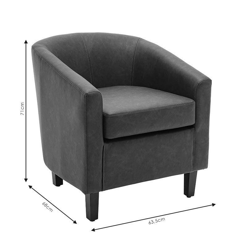 Armchair Major pakoworld PU black-grey 63.5x68x71cm