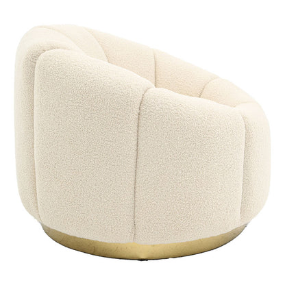 Armchair Lettice pakoworld teddy fabric off white-golden 95x83x69cm