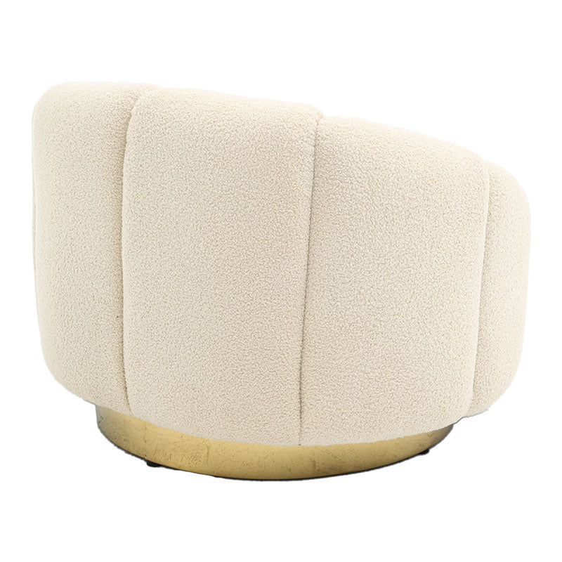 Armchair Lettice pakoworld teddy fabric off white-golden 95x83x69cm