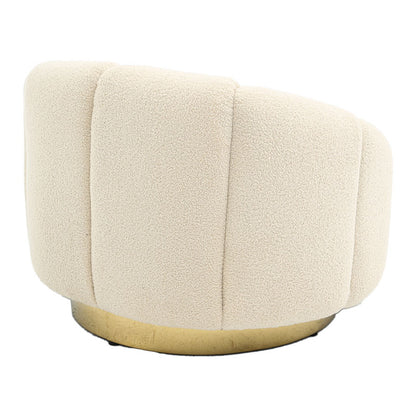 Armchair Lettice pakoworld teddy fabric off white-golden 95x83x69cm