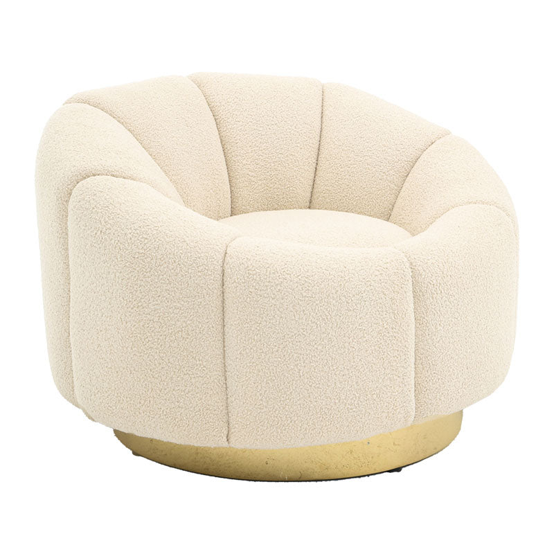 Armchair Lettice pakoworld teddy fabric off white-golden 95x83x69cm