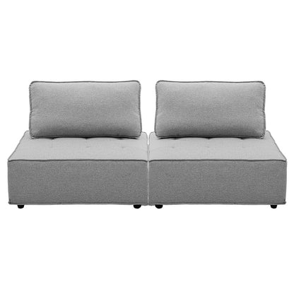 Set of 2 armchairs Ferris pakoworld grey fabric 199x99.5x71.5cm