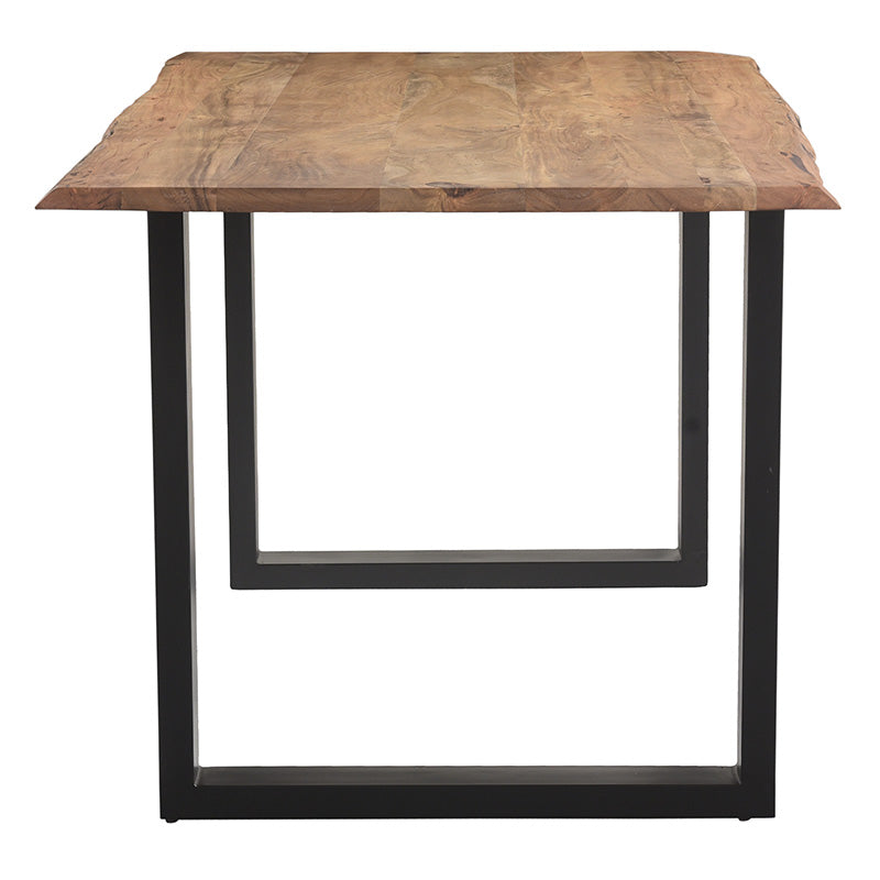 Slim pakoworld table acacia solid wood walnut-leg black 160x85x75.6cm