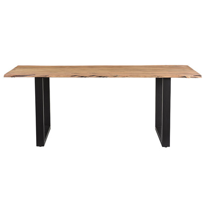 Slim pakoworld table solid acacia wood walnut-leg black 200x100x75.6cm