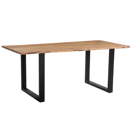 Slim pakoworld table solid acacia wood walnut-leg black 200x100x75.6cm