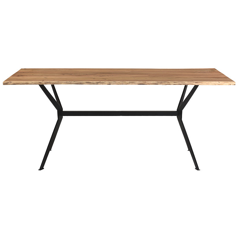 Slim table pakoworld solid acacia wood walnut-leg black 160x85x74.6cm