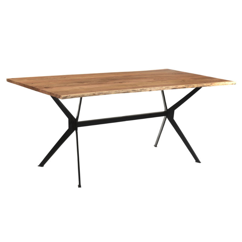 Slim table pakoworld solid acacia wood walnut-leg black 160x85x74.6cm