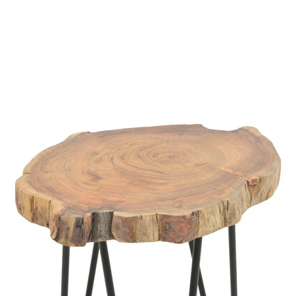 Side table Fenni pakoworld natural acacia wood-leg black metal 40x45x45cm