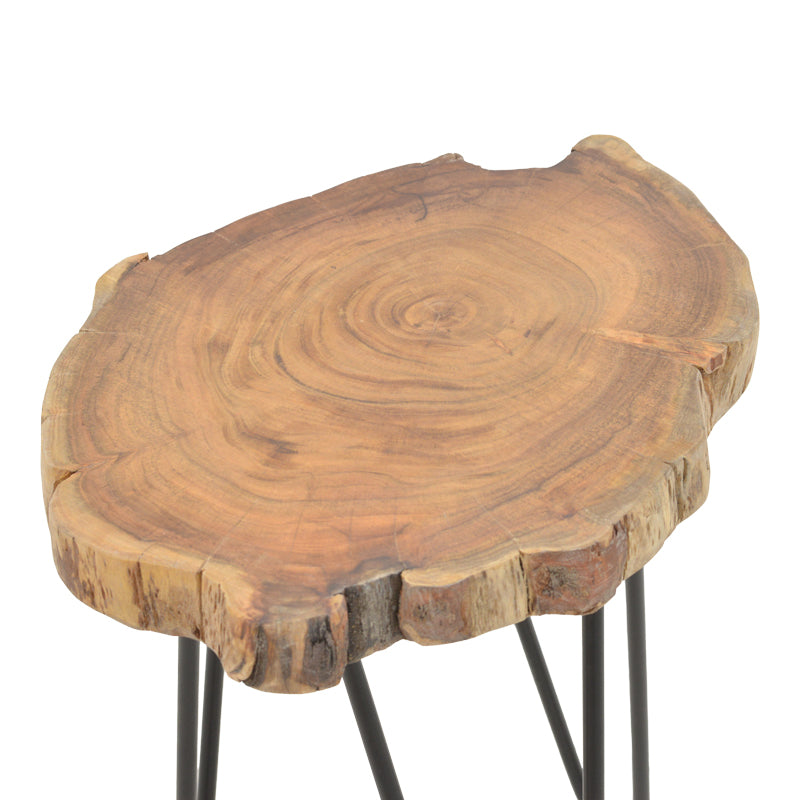 Side table Fenni pakoworld natural acacia wood-leg black metal 40x45x45cm