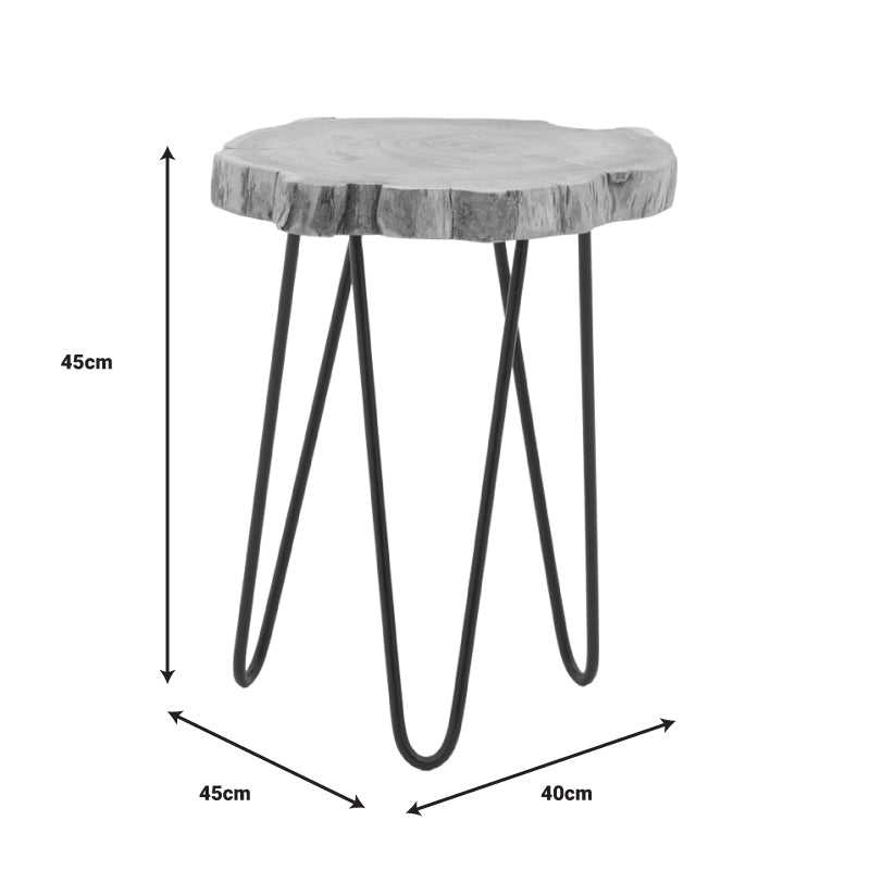 Side table Fenni pakoworld natural acacia wood-leg black metal 40x45x45cm