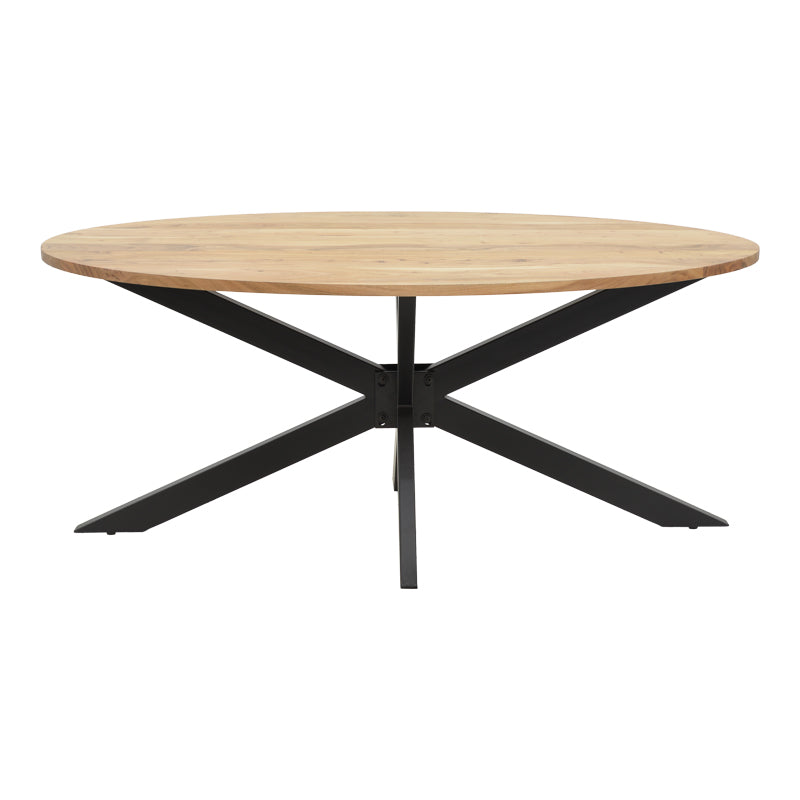 Table Bonre pakoworld natural solid acacia wood-black metal leg 175x96x76cm