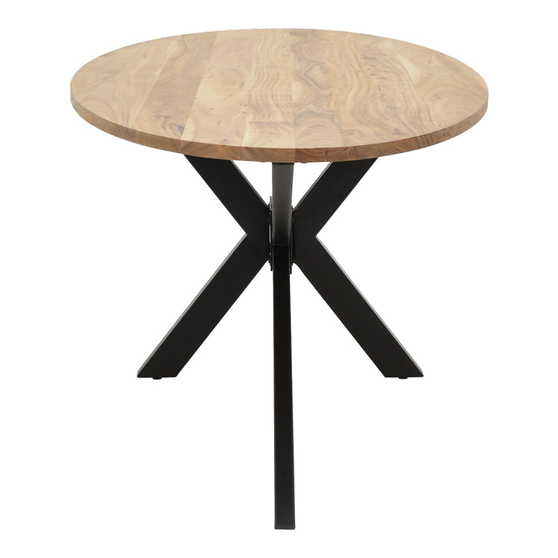 Table Bonre pakoworld natural solid acacia wood-black metal leg 175x96x76cm